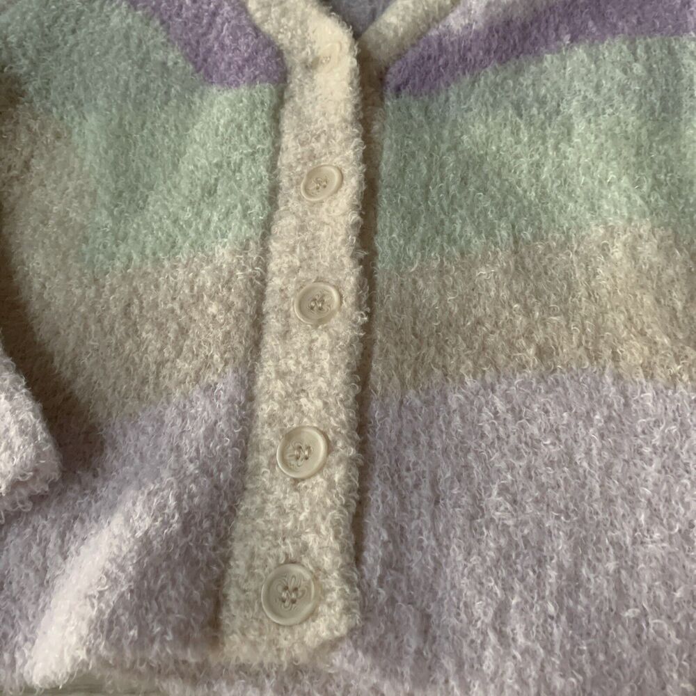 Divided Brand Womens XS Fluffy Sweater‎ Cream Lavender Green - Picture 2 of 7